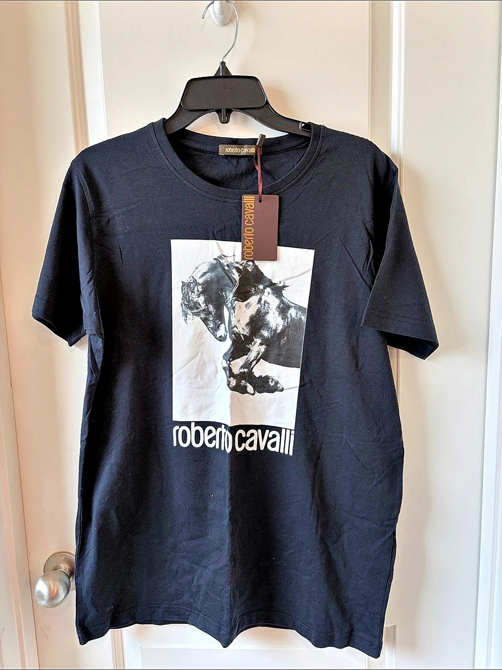 Roberto Cavalli Running Horse Graphic T-Shirt Black